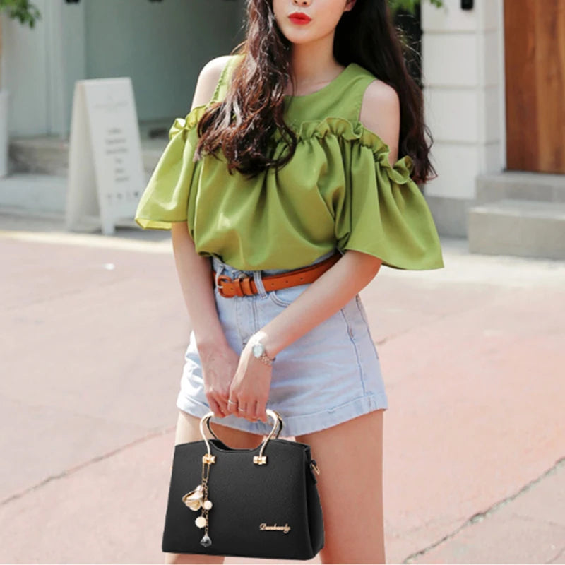 Luxury Handle Bags for Women | PU Leather Pendant Crossbody Bag & Large Capacity Messenger Handbag (Middle-Aged Mommy Bags Tote Purse) Luxegan