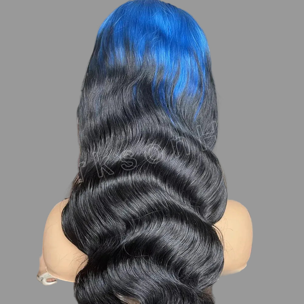 #4/613 Ombre Blonde Lace Front Wig | High-Impact Black with Blue Custom Tone Option | 13x4 HD Transparent Swiss Lace Frontal Body Wave Human Hair Wig for Women Luxegan