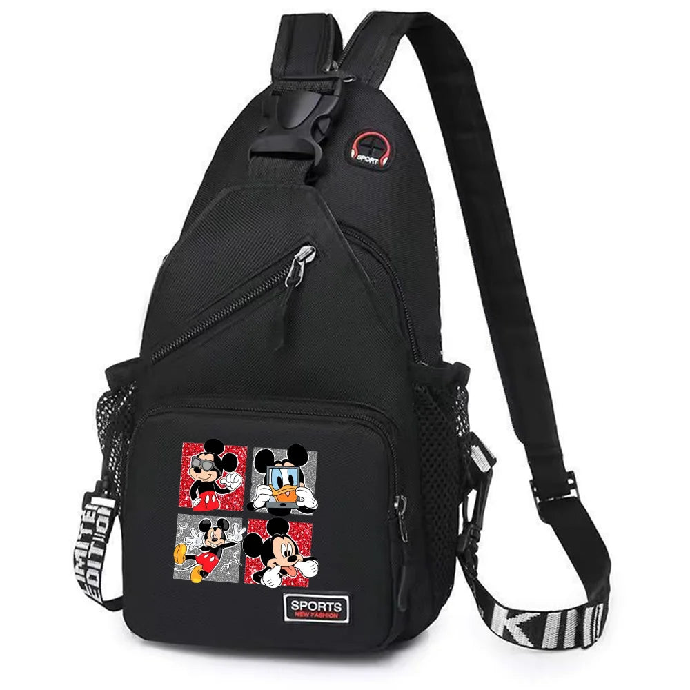 Mickey Minnie Mouse Cartoon Shoulder Bag | Unisex Multi-functional Oxford Fabric Backpack & Casual Chest Business Travel Pack Luxegan