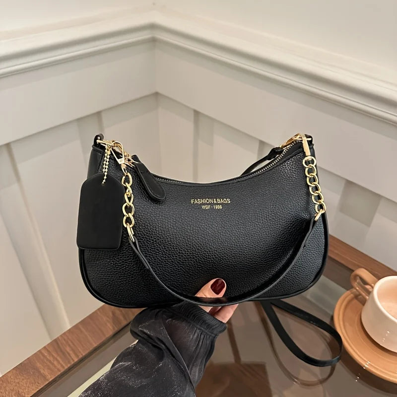Elegant Vintage PU Leather Underarm Bag Luxegan