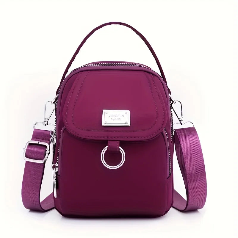 Lightweight Nylon Women's Crossbody Bag | Sophisticated Casual Mini Handbag | Elegant Messenger Bag with Multiple Zip Compartments | Luxury Multi-Functional Square Purse with Detachable Shoulder Strap Luxegan