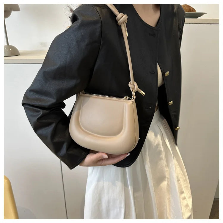 Soft PU Leather Ladies Crossbody Bag | Women's Purple Underarm Bag & Retro Solid Color Handbag (Fashion Design Girl Small Shoulder Bag) Luxegan