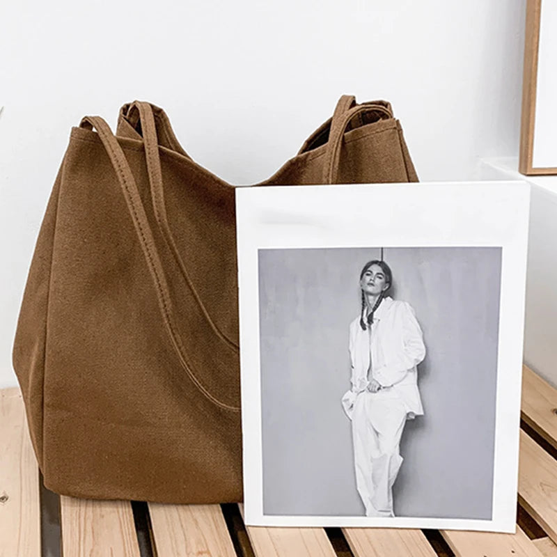 Large Capacity Canvas Shopper Tote | Eco-Reusable Grocery Handbag & Travel Shoulder Bag Luxegan