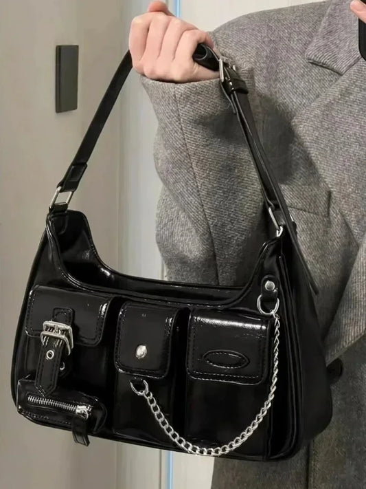 Fashion Trend New Design Chains Crossbody Shoulder Bags | Harajuku Y2k PU Individuality Ladies Bags Luxegan