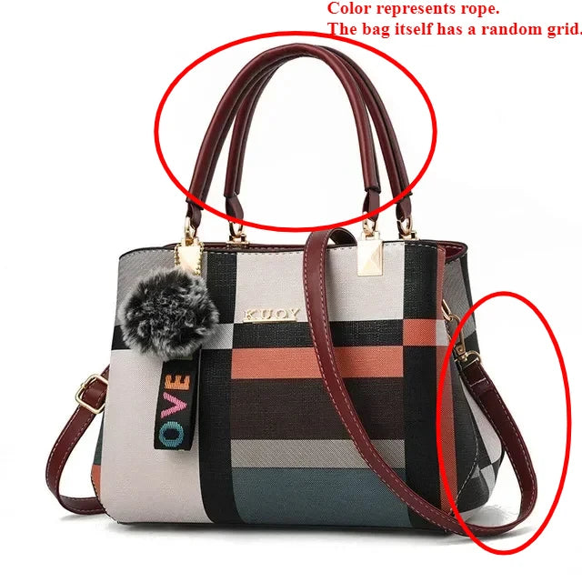Stitching Wild Messenger Bag | Female Totes Designer Brand Plaid Shoulder Bag & Luxury Handbag Luxegan