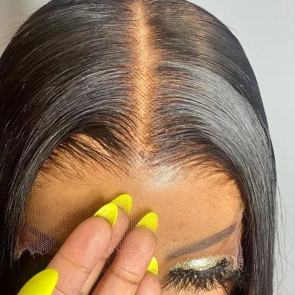 180% Density Straight Short Bob HD Lace Wig | Sophisticated 13x4 Transparent Frontal | Elegant "Brazilian Remy" Silhouette | "Dignified" Pre-Plucked Human Hair for Radiant Versatile Styling Luxegan