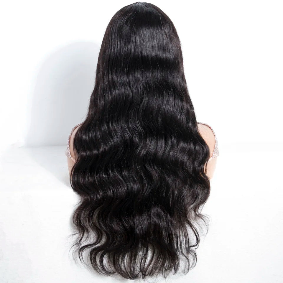 Sleek 28-Inch Body Wave HD Lace Wig - 13x6x1 Transparent Swiss Lace Frontal Human Hair Wig - 100% Natural Brazilian Remy Human Hair Glueless Long Wig for Women Luxegan