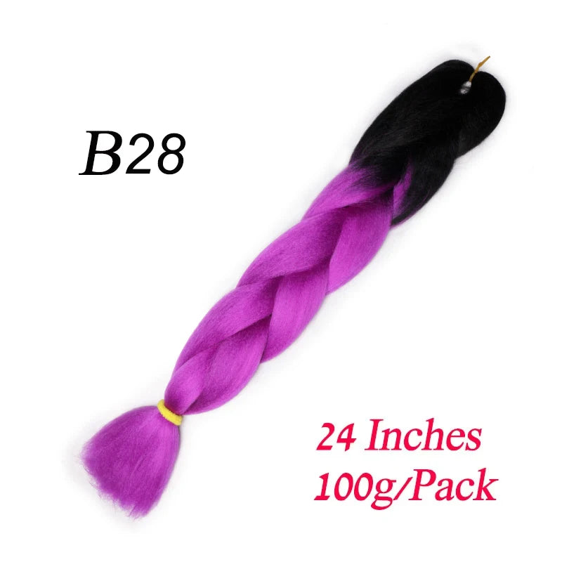 Lihui 24 Inch Pre-Stretched Synthetic Braiding Hair – Kanekalon Jumbo Braid | 100g | 100+ Ombre Colors