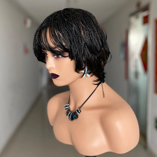 Pixie Cut Box Braided Twist Wig | Crochet Braids | 1B