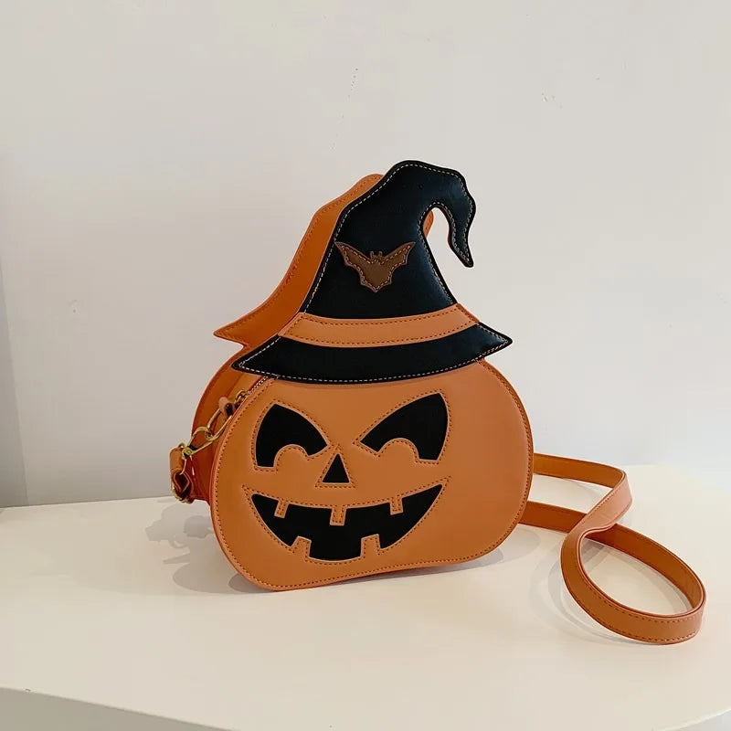 Funny New Style Pumpkin Crossbody Bag | Halloween Women's PU Leather One-Shoulder Personality Bag Luxegan