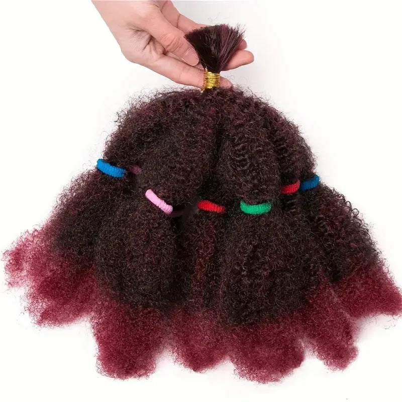 12 Inch Pre-Fluffied Afro Kinky Twist Braiding Hair | Synthetic Bulk Hair Extensions Ombre Colors - view 15