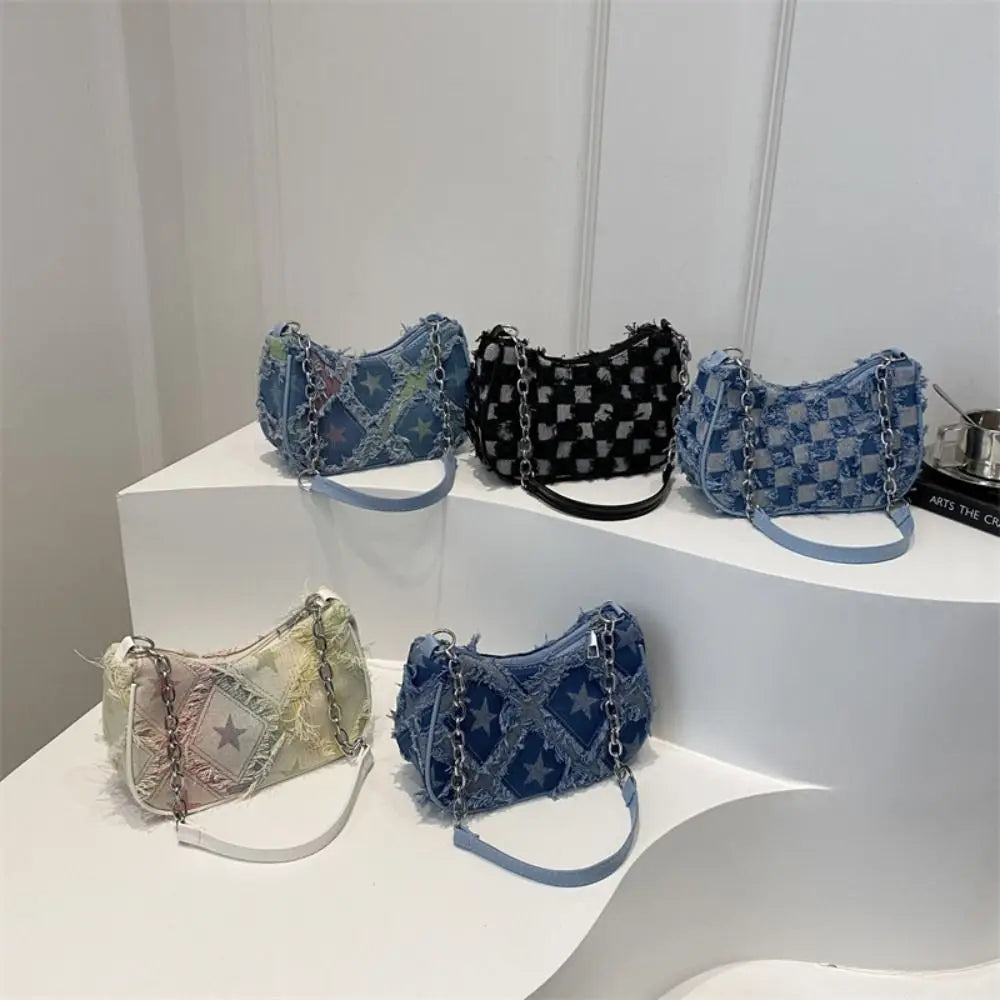 Trendy New Design Single Shoulder Bag | Vintage Y2K Denim Underarm Bag | Korean Star Women's Handbag Luxegan
