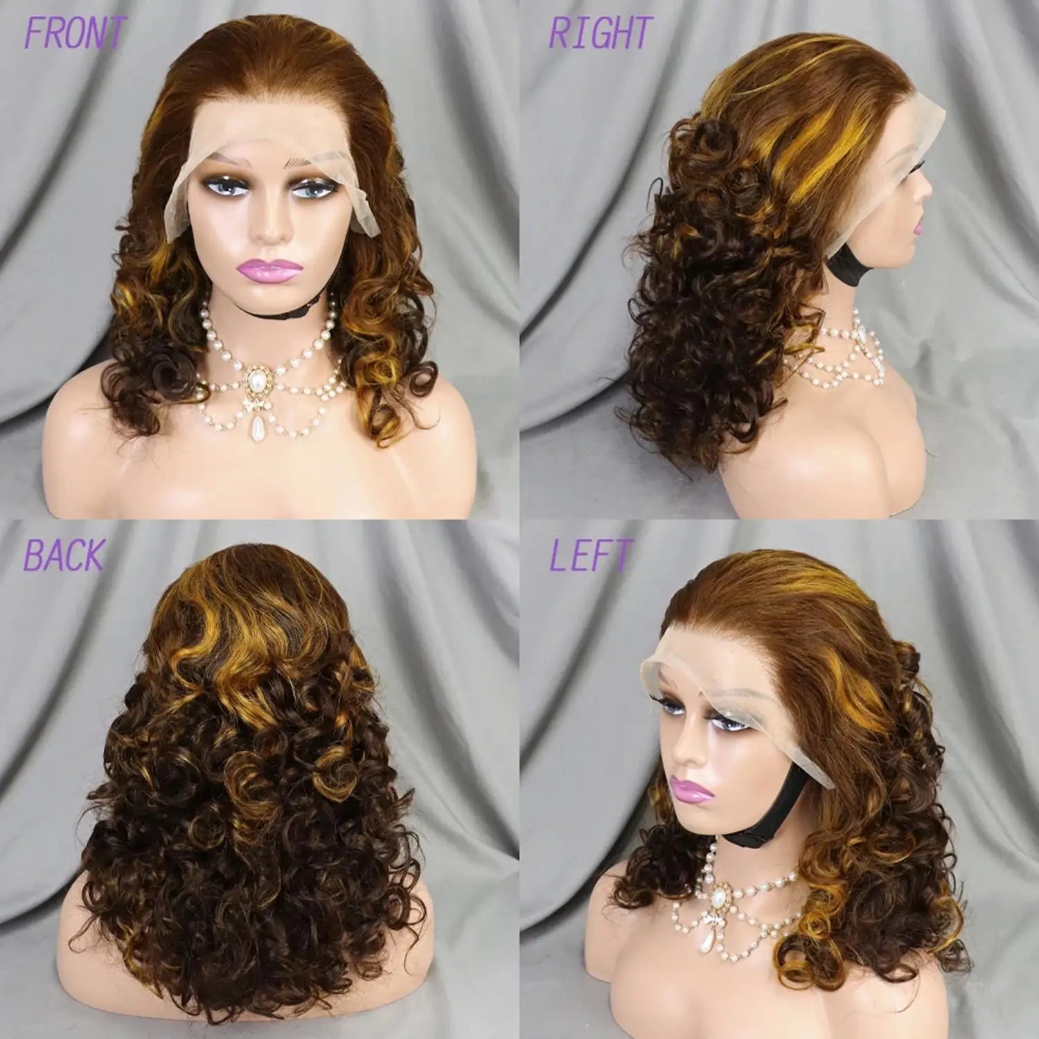 250% Density Bouncy Curly Burgundy Wig | Sophisticated 13x4 HD Transparent Lace Frontal | Elegant Double Drawn Brazilian Human Hair | "Dignified" 16-Inch Loose Wave Curly Remy Wig for Radiant Versatile Styling Luxegan