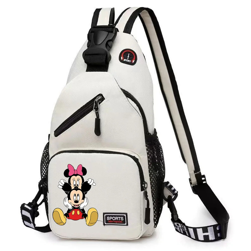 Mickey Minnie Mouse Cartoon Shoulder Bag | Unisex Multi-functional Oxford Fabric Backpack & Casual Chest Business Travel Pack Luxegan