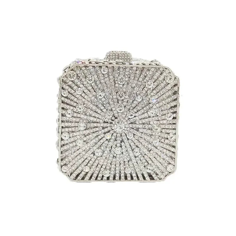 Crystal Women’s Evening Clutch | Wedding Bridal Rhinestone Minaudiere Box | Luxury Hollow-Out Diamond Party Handbag | Elegant Petite Gala Dinner & Banquet Purse Luxegan