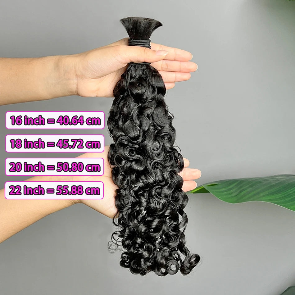 Burmese Curly Human Hair Bulk for Braiding – 100% Raw Virgin No-Weft Boho Braids Hair Natural - view 4