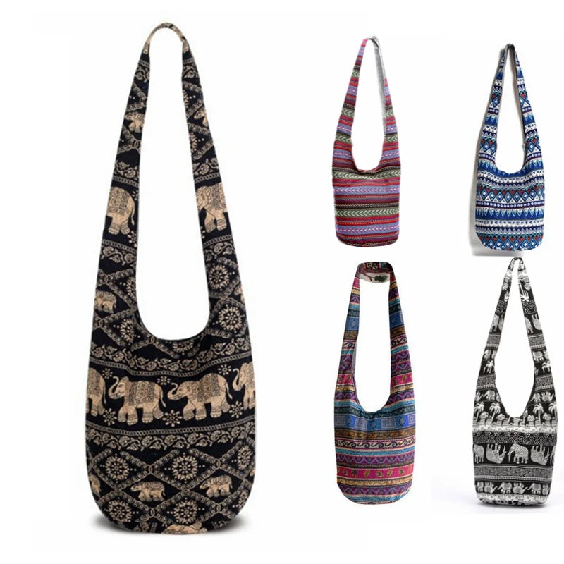 Boho Ethnic Bucket Bag | Casual Striped Crossbody Shoulder Bag Luxegan