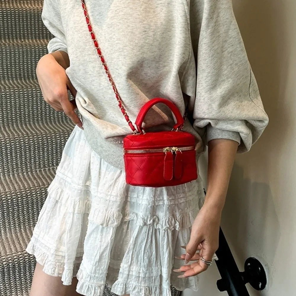 Mini Diamond Quilted Leather Bucket Bag Multi-Color Checkered Pattern Crossbody Bag with Gold Chain Shoulder Strap Shoulder Bag Luxegan