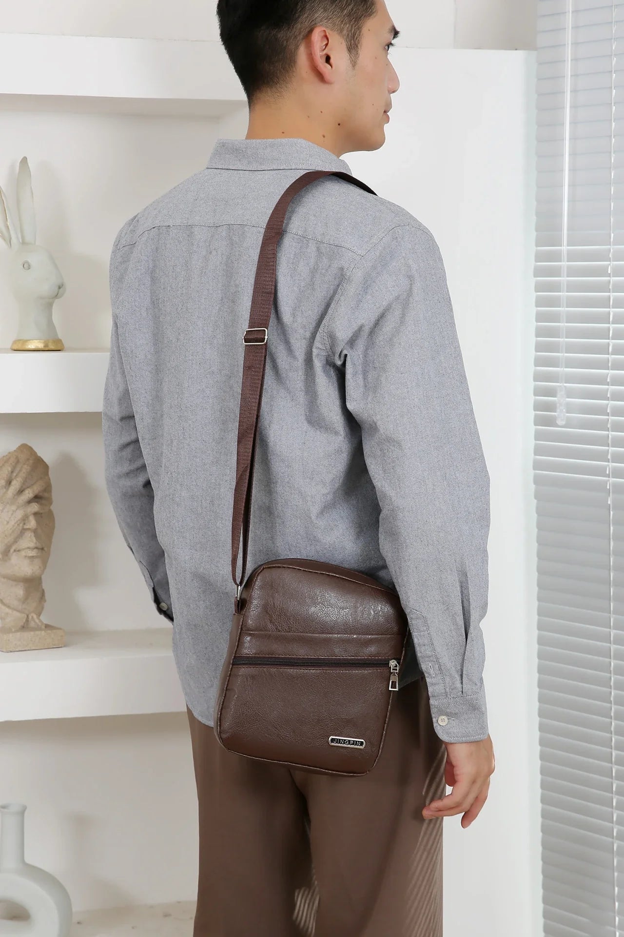 Men's PU Shoulder Bag | Casual Waterproof Nylon Messenger Bag & Fashion Tote Travel Crossbody Bag Luxegan