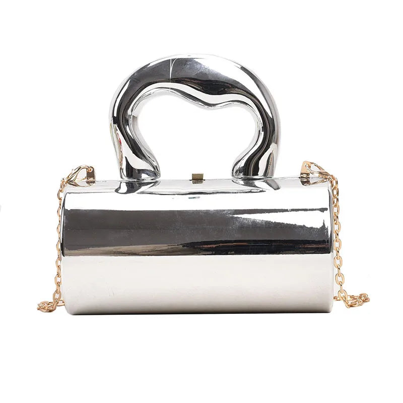 Fashion Cylinder Mini Evening Purse | Gold Box Clutch Shoulder Crossbody Bag for Women's Party Clutches Luxegan