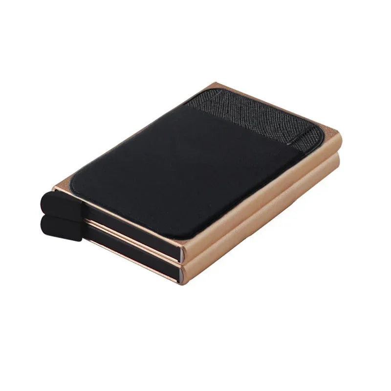 Automatic Pop Up Wallet Aluminum Double Card Case RFID Credit Card Holder Minimalist Metal Wallet Hold 12 Cards Wallet for Men