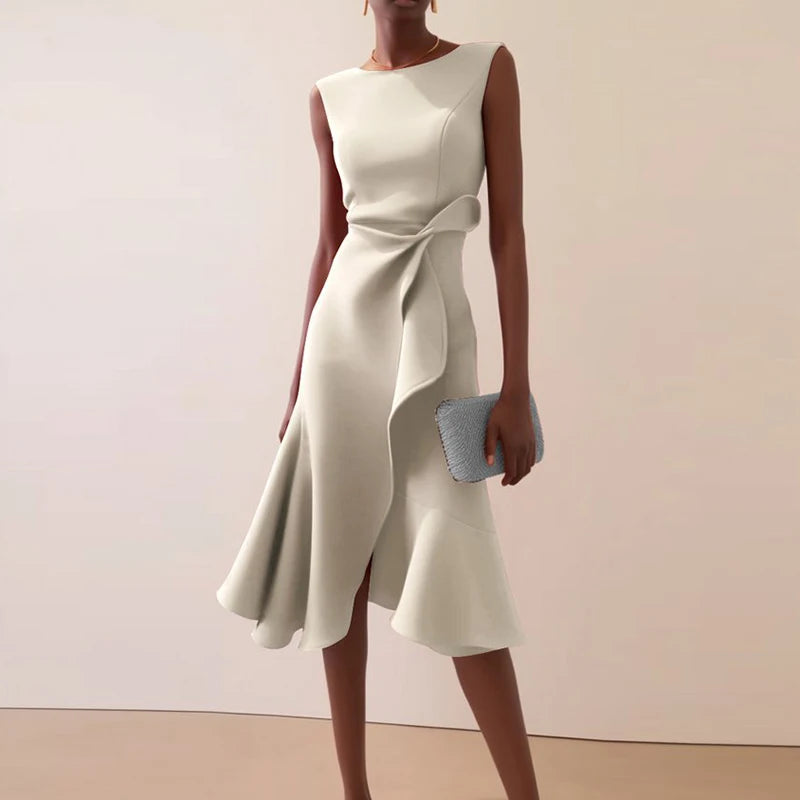 Women's Sleeveless Ruffle A-Line Dress Luxegan