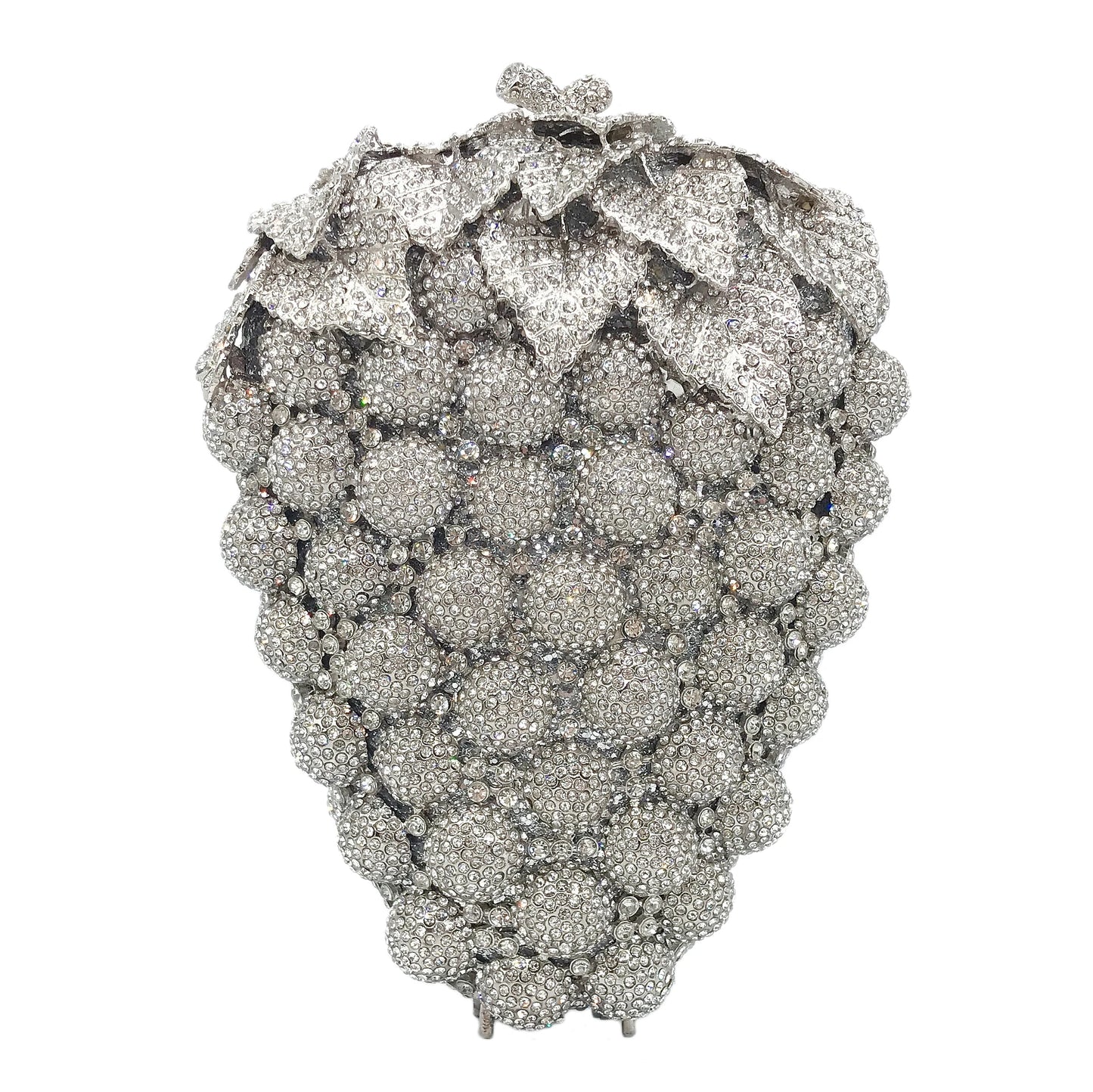Food-Styling Metal Diamond Purse | Sophisticated Luxury Crystal Evening Bag | Elegant Rhinestone Gala Handbag | "Dignified" Hard-Shell Metallic Minaudière for High-Fashion Parties Luxegan