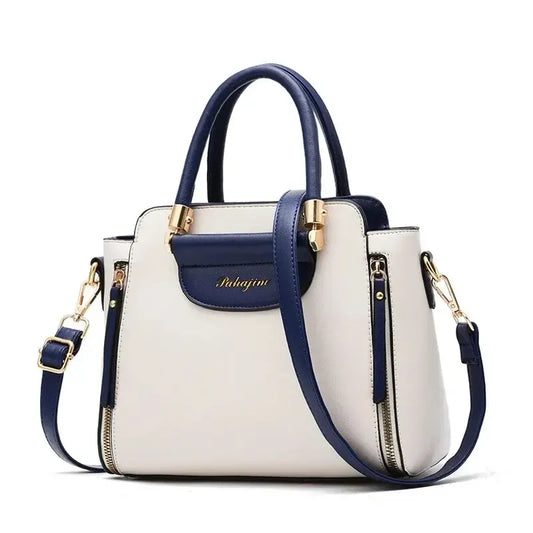 Color-Contrast Bucket Bag | Elegant Crossbody for Office & Work Luxegan