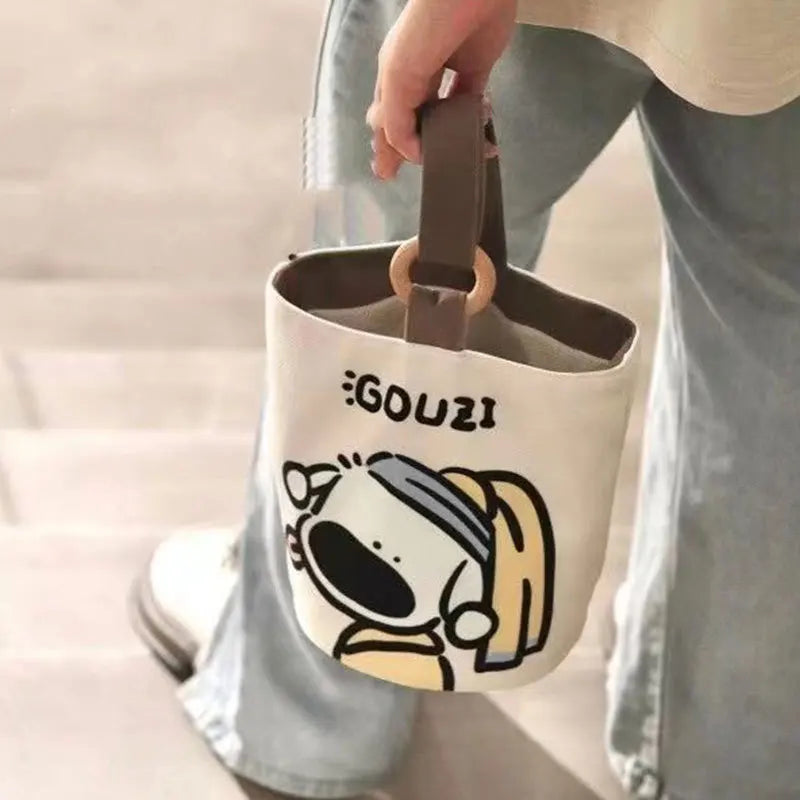 Disney Cartoon Canvas Bucket Bag | Casual Shoulder Bag Large Capacity Outing Shopping Bag | Women Sweet Cute Handbag Lunch Bag
