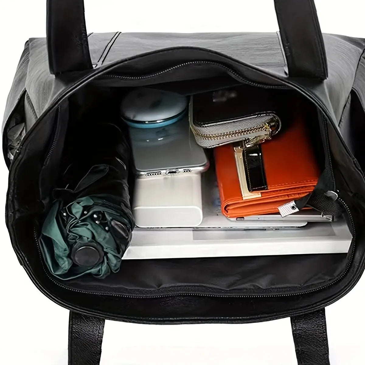 PU Leather Solid Casual Tote | Hard Vintage Large Capacity Shoulder Bag Luxegan