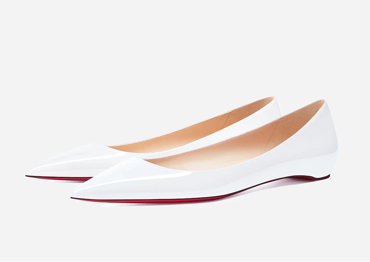 New Style Pointed Red-Sole Flats | Sophisticated "Inner Heightening" Wedge Pumps | Elegant "Handmade Patent Leather" Silhouette | "Dignified" Shallow Mouth Low Heels for Radiant Versatile Casual Styling Luxegan