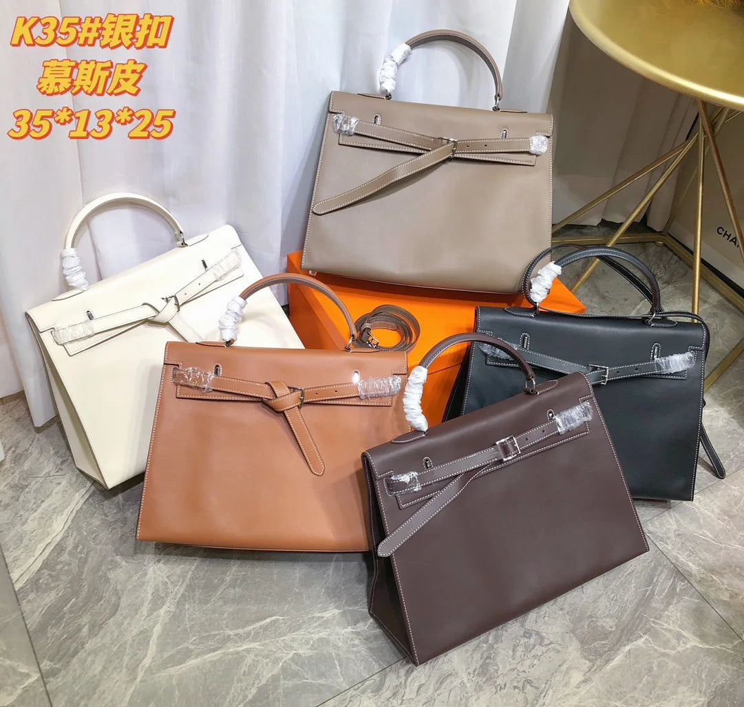 New High-end First-layer Swift Cowhide Leather Women Bag | Folding Clutch Bag Fashionable Shoulder Bag Commuting Casual Versatile Luxegan