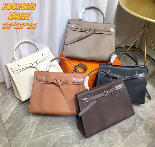 New High-end First-layer Swift Cowhide Leather Women Bag | Folding Clutch Bag Fashionable Shoulder Bag Commuting Casual Versatile Luxegan