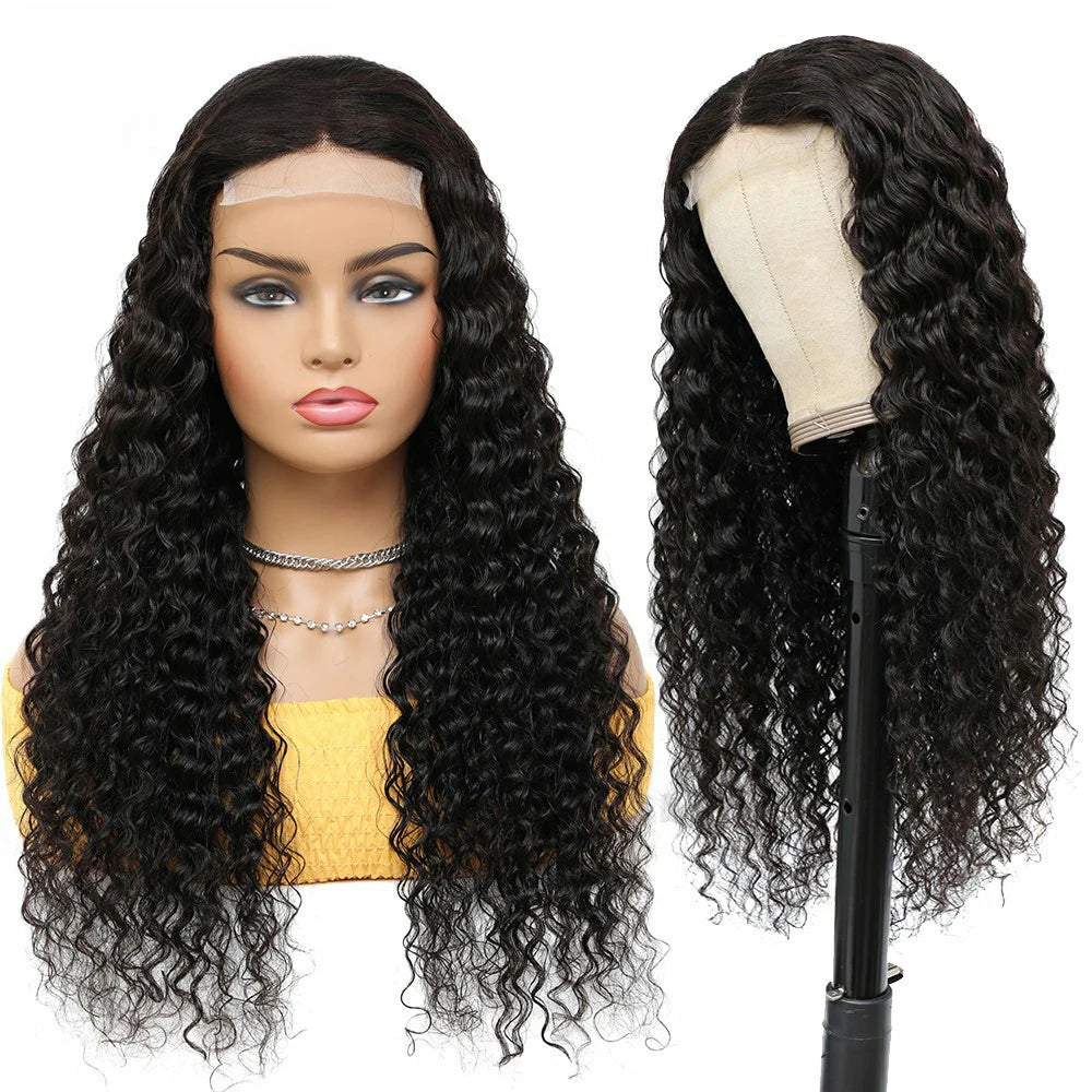 Transparent Deep Wave Lace Frontal Wig | Sophisticated 13x6 & 13x4 French Lace | Elegant "Brazilian Remy" 26+ Inch Length | "Dignified" Pre-Plucked 4x4 Closure Human Hair for Radiant Versatile Styling Luxegan