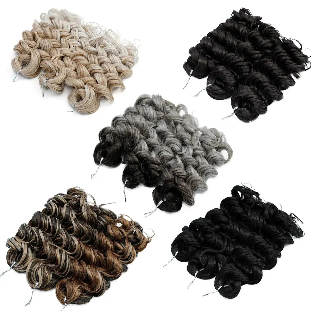 Ombre Deep Wave Twist Crochet Hair | Synthetic Braiding Hair | 12 Inches | 250g Luxegan