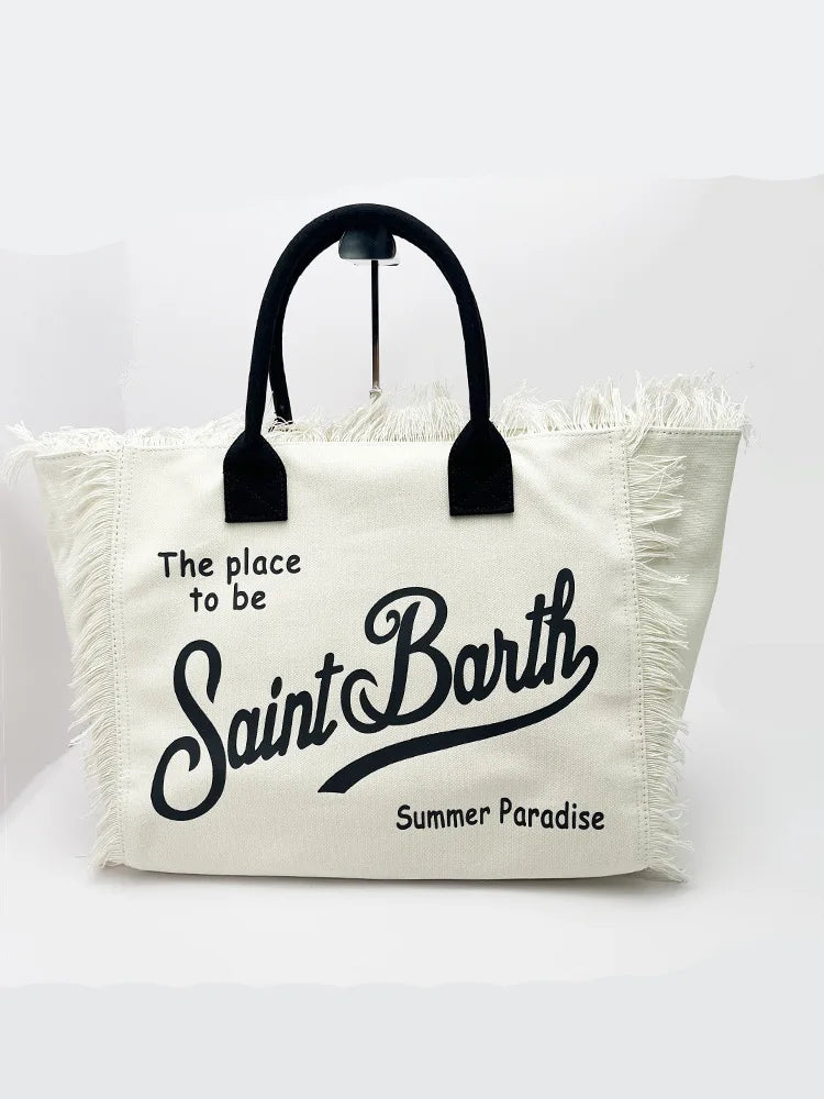 New Large Capacity Leisure Travel Bag | Handmade Canvas Tote with Tassel & Zipper Luxegan