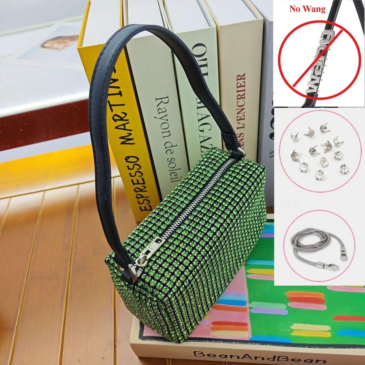 Super A Rhinestone Light Luxury Bag | Women's Summer High-End Texture Messenger & Portable Dinner Bag (Shiny Full Diamond Crossbody) Luxegan