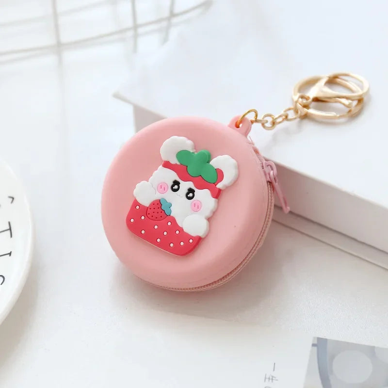 Cute Women Coin Wallet Pendant Keychain | Silicone Round Coins Bag Small Girls Key Bag | Mini Purse Kid Gift Luxegan