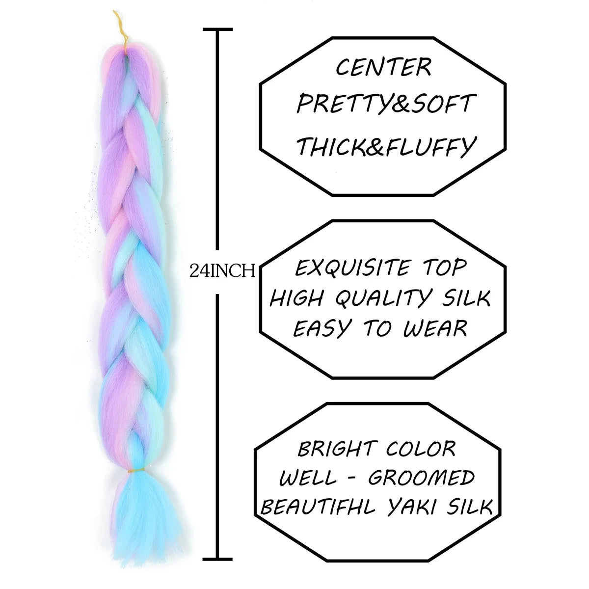 24 Inch Synthetic Yaki Kanekalon Braiding Hair – Kinky Straight | Ombre Piano Colors | Jumbo Braid - view 3