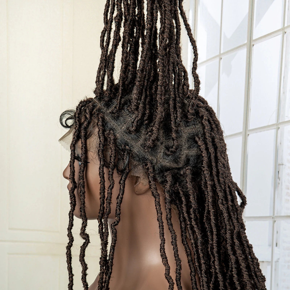 Super Long 36 Inches Synthetic Full Lace Dreadlock Box Braided Wigs for Afro Black Women Black Knotless Braiding Wigs Luxegan