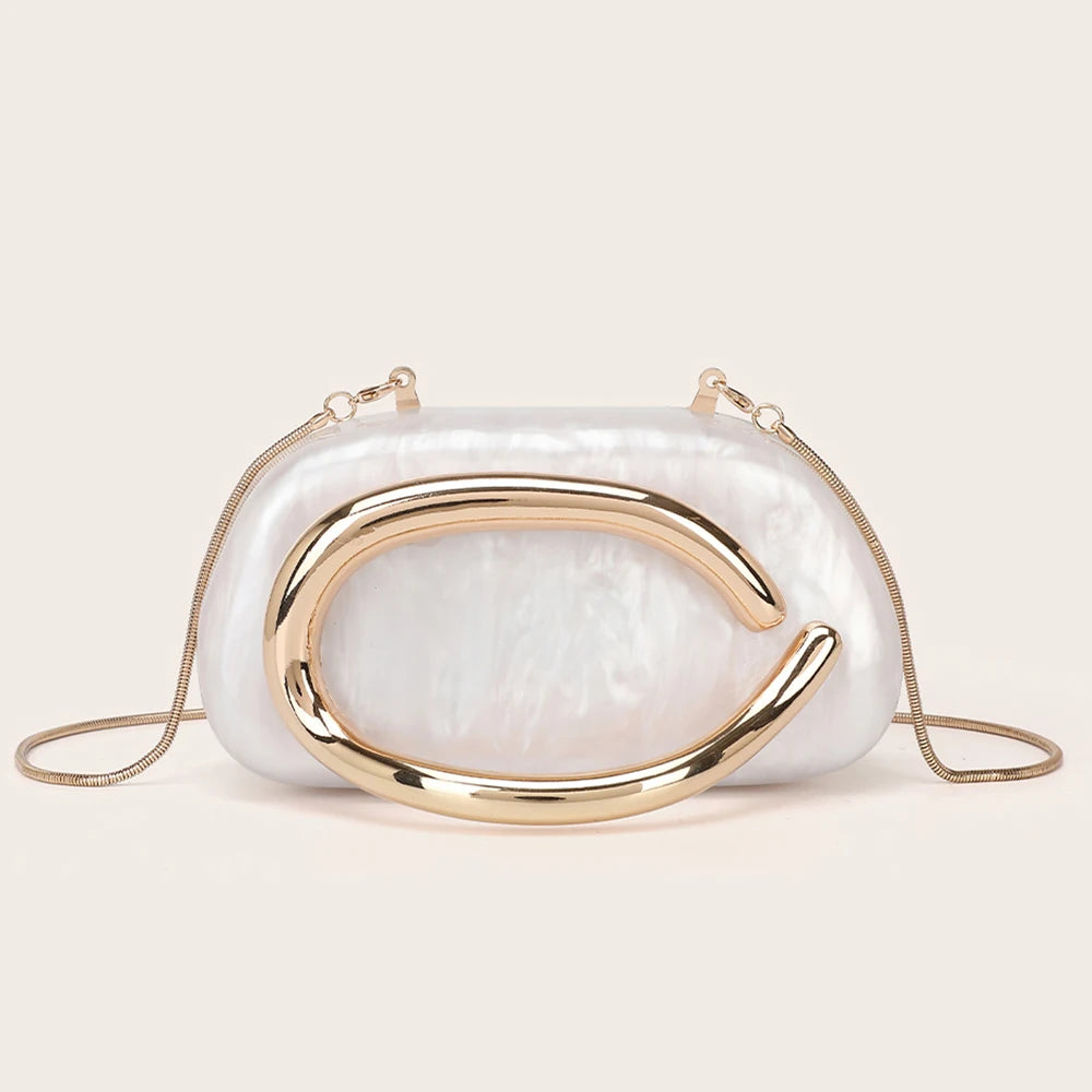Women’s Luxury Gold Metal Evening Clutch | Sophisticated "Box Shape" Bridal Handbag | Elegant - view 3