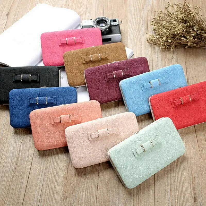 Fashion Women Clutch Wallet Long Card Holder Case Purse Cellphone Case Handbag With Wristlet