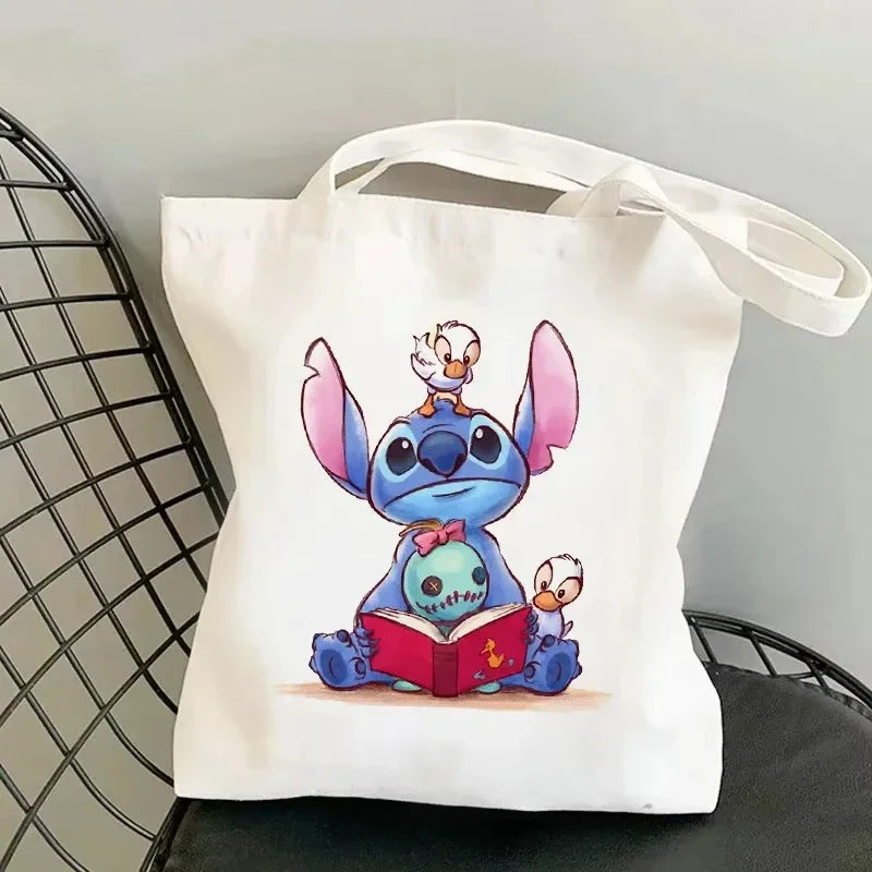 Disney Lilo & Stitch Cartoon Canvas Bag | Unisex Large Capacity Student Backpack & Shoulder Tote | Casual Shopping Totes Luxegan