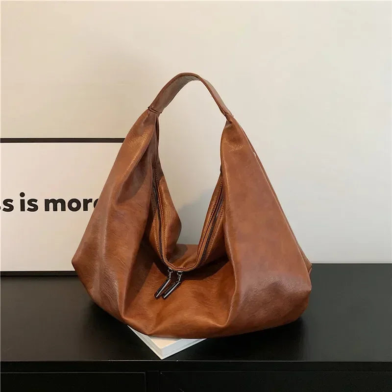 Big Black Shoulder Bag | Large Hobo Shopper Bag & Soft Leather Crossbody Handbag Luxegan