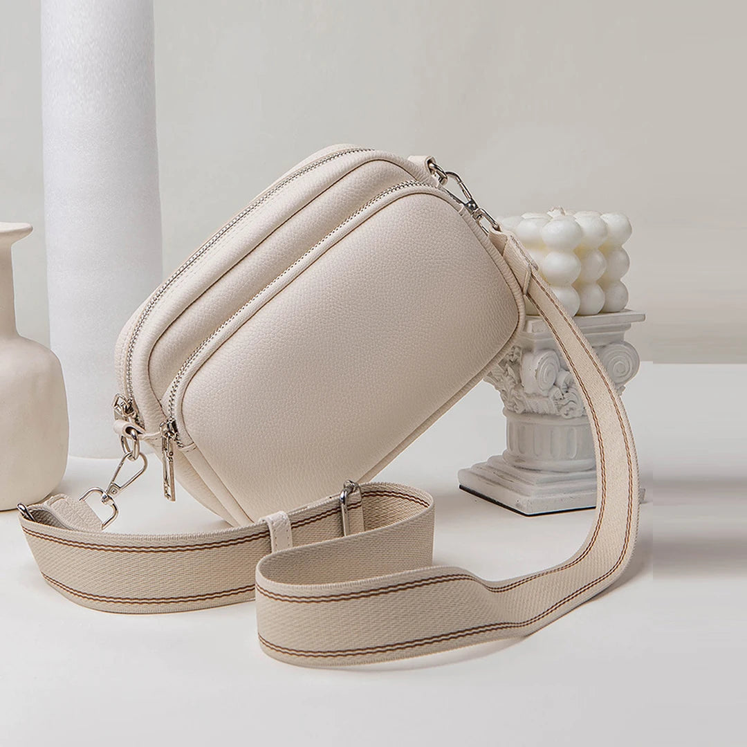 Lychee Pattern Small Square Crossbody | Comfortable Wide-Strap Purse Luxegan