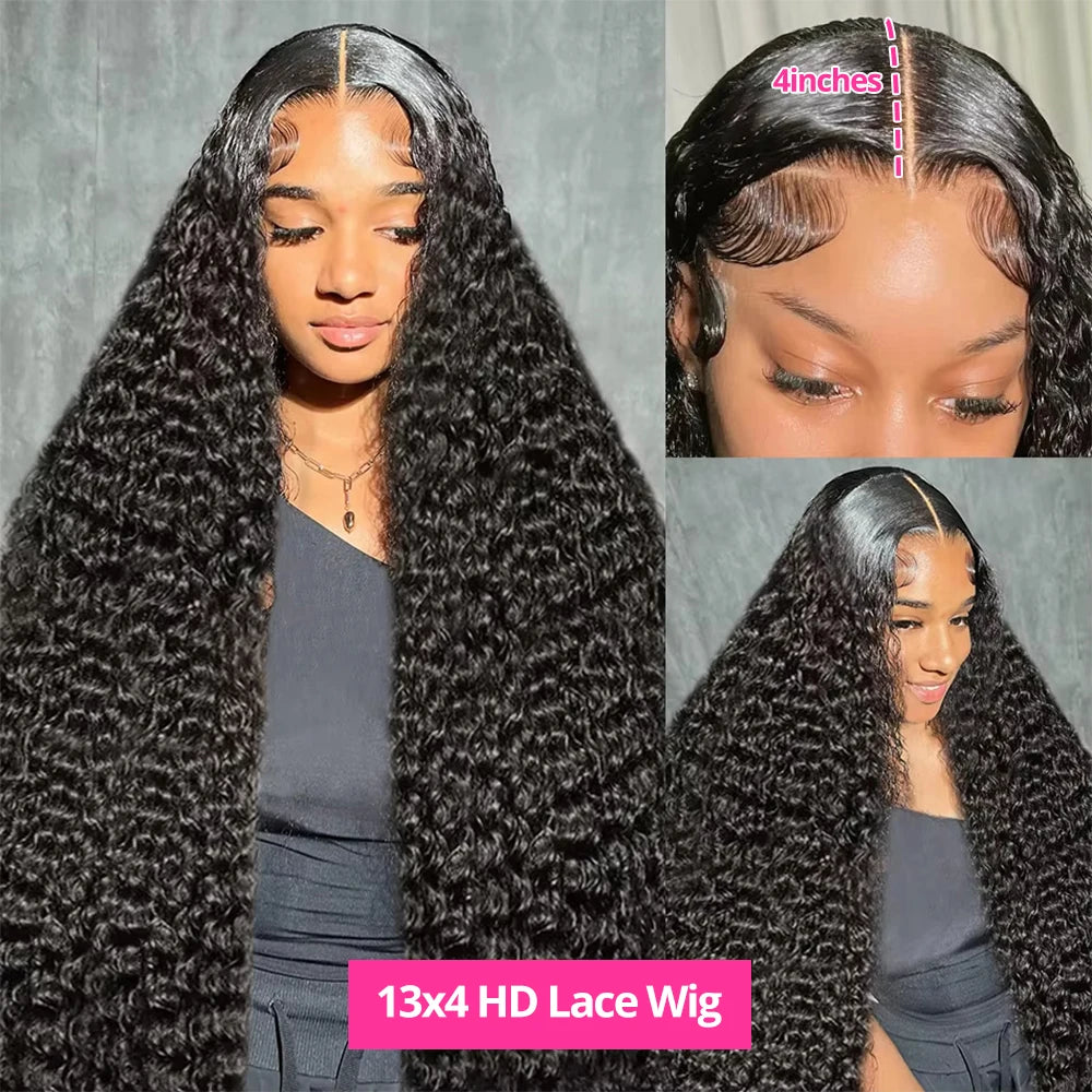 Water Wave Glueless Wig | Sophisticated HD Lace "Wear & Go" Silhouette | Elegant 250% Density Deep Wave Hairpiece | "Dignified" Swiss Lace Brazilian Human Hair Wig for Radiant Versatile Styling Luxegan