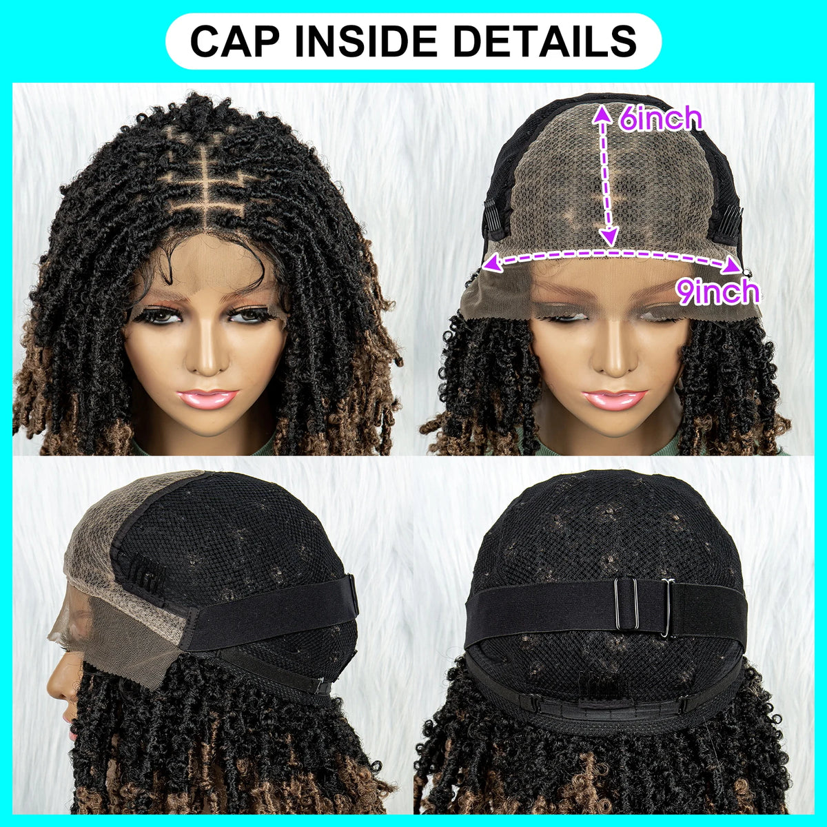 KIMA Pelucas trenzadas sintéticas de 14 pulgadas Peluca frontal de encaje Pelucas trenzadas 9x6 Trenzas de caja sin nudos con pelo de bebé para mujeres negras