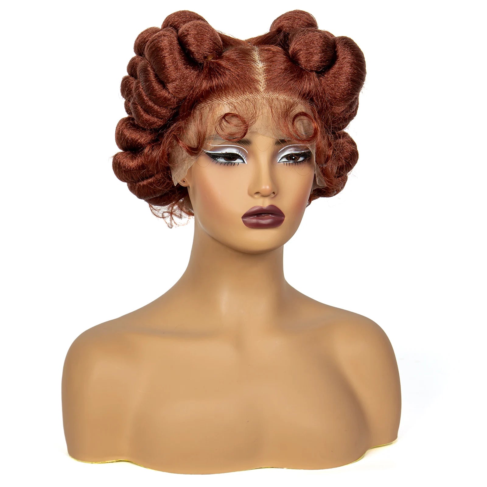 6" Short Cute Handmade Bantu Knotless Braids Wig | Transparent Full Lace Luxegan