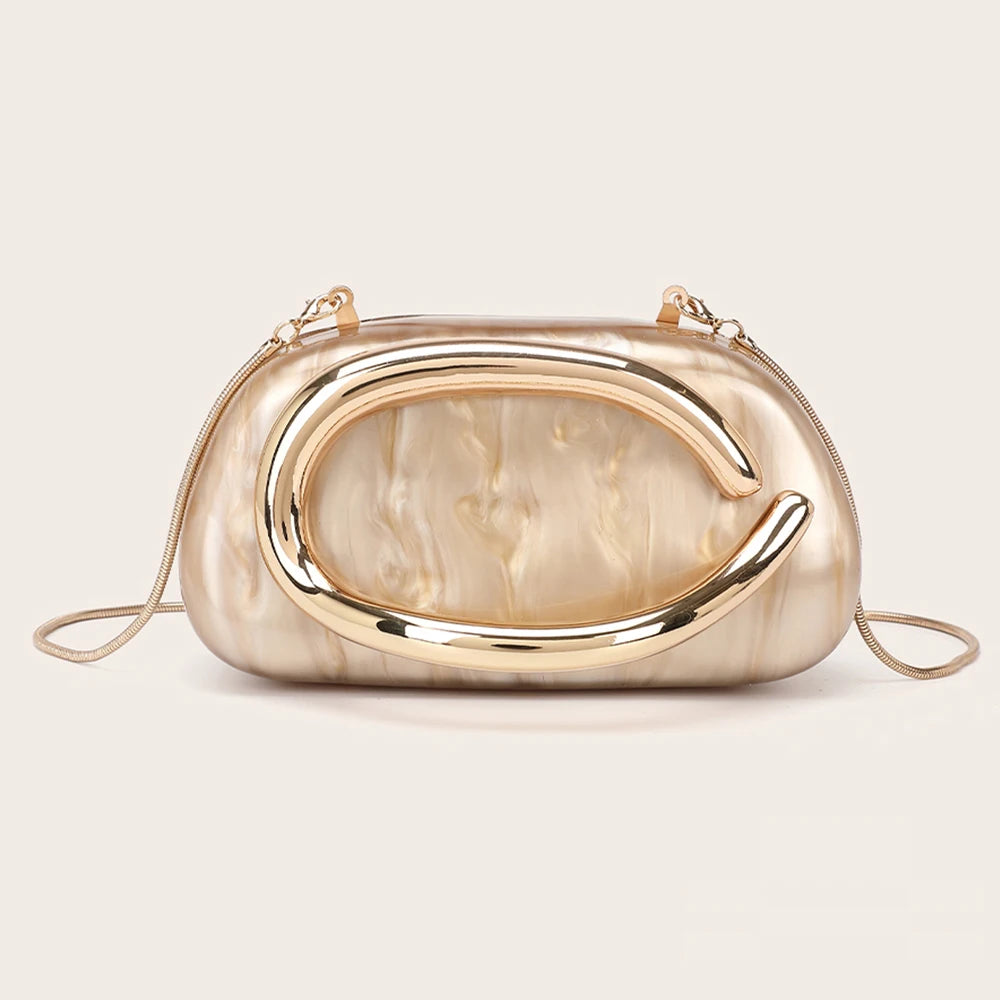 Women’s Luxury Gold Metal Evening Clutch | Sophisticated "Box Shape" Bridal Handbag | Elegant Banquet Shoulder Wedding Purse | "Dignified" High-Performance Fashion Crossbody Bag for Radiant Versatile Styling Luxegan
