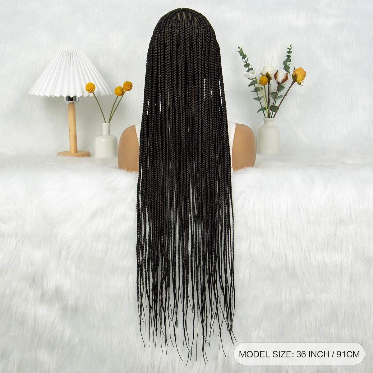 Box Braids Wig 36Inch Cornrow Braided Wigs Synthetic Full Lace  Braided Wig for Black Women Blended Lace Front Braiding Hair Wig Luxegan